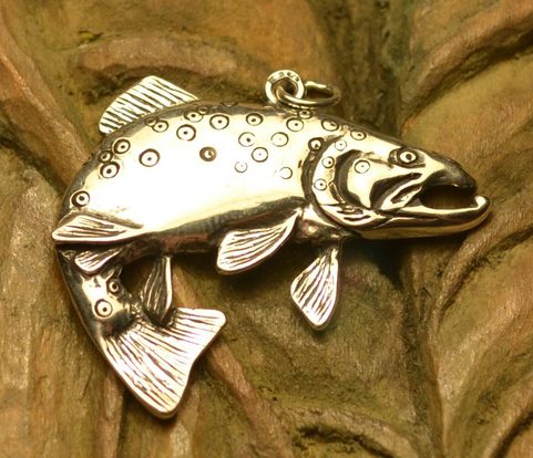 TROUT, ​​FISHING SILVER PENDANT, 925