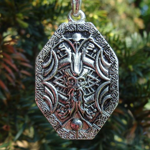 FACE OF THE GOD THOR, SILVERED PENDANT