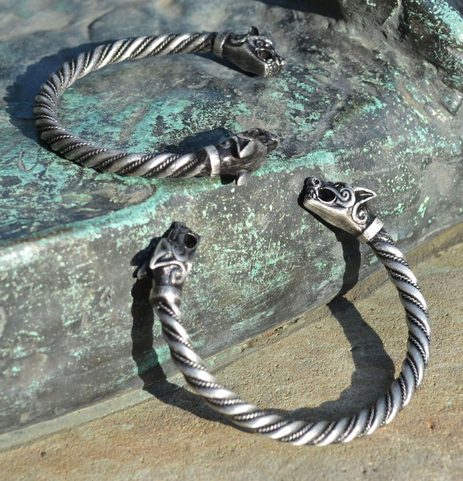 FENRIR, VIKING WOLF BRACELET - PEWTER