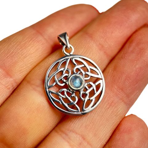 CERCLE CELTIQUE, LABRADORITE, PENDENTIF, ARGENT 925/1000