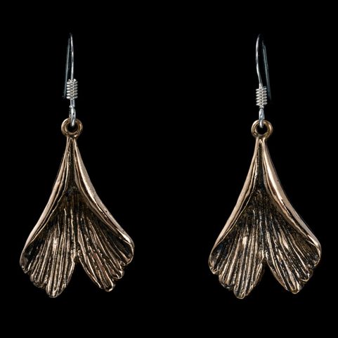 GINKGO, EARRINGS, BRONZE