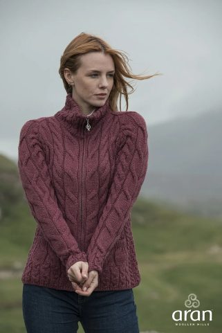 ARAN CARDIGAN PULL POUR DAMES, LAINE MÉRINOS