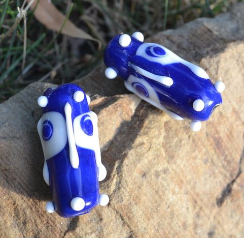CELTIC HANDMADE GLASS BEAD, MUSEUM REPLICA, LOCALITY VAC-KAVICSBANYA, HUNGARY