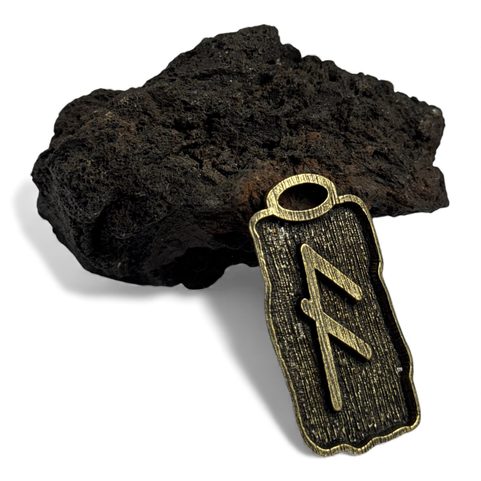 ANSUZ - PENDENTIF RUNE, ZINC, ANT. LAITON