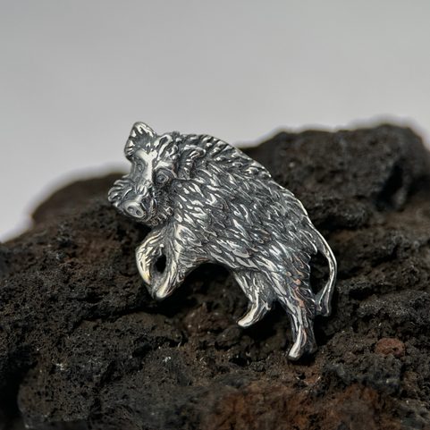 WILD BOAR, STERLING SILVER PENDANT
