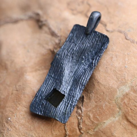 CENTAUR SILVER PENDANT WITH MOLDAVITE, GOLD PLATED