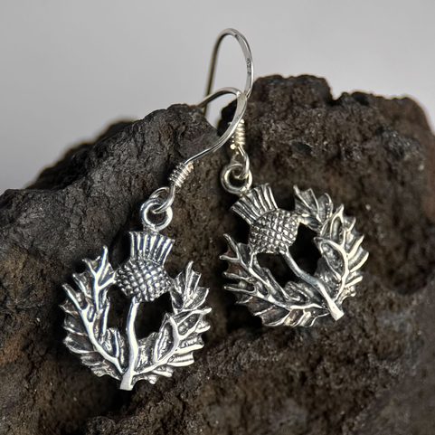 SCOTTISH THISTLE, EARRINGS, SILVER 925/1000