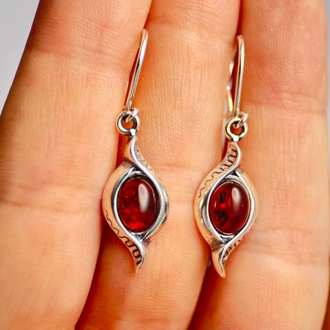 JARA, AMBER, EARRINGS, STERLING SILVER