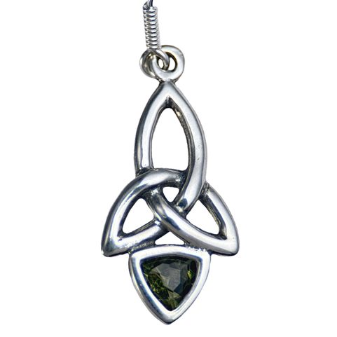 KIRA, BOUCLES D'OREILLES, MOLDAVITE ET ARGENT