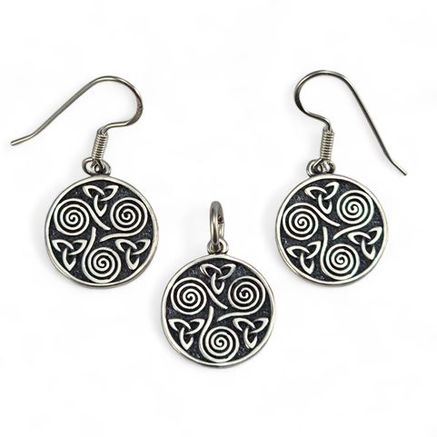 SPIRALE DE DRUIDE, TRISKEL, PARURE DE BIJOUX AG 925/1000