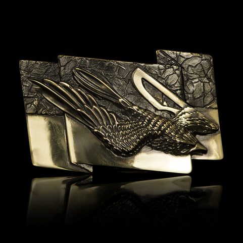 FLYING FALCON, BELT BUCKLE, BRASS