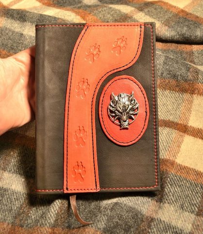 WOLF, HAND MADE BOOK OF SHADOWS, LEATHER CASE