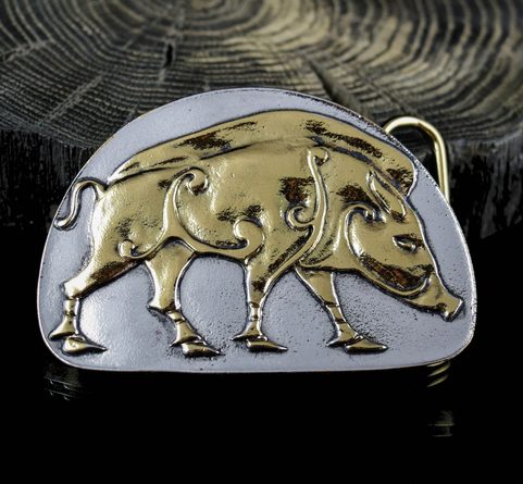 PICTISH BOAR, BELT BUCKLE - GOLDEN COLOUR