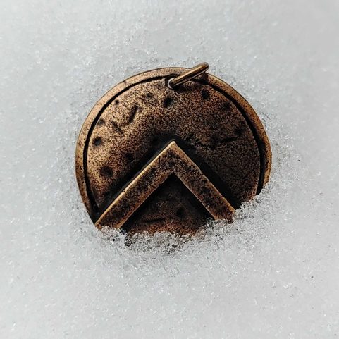 SPARTAN SHIELD, PENDANT, ZINC, ANTIQUE BRASS