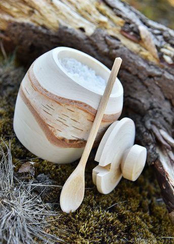 BIRCH BOX FOR SALT AND SPOONS