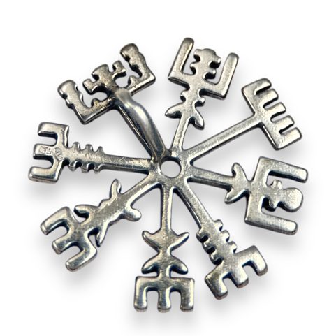 VEGVISIR, RUNE, PENDANT FOR PROTECTION, STERLING SILVER