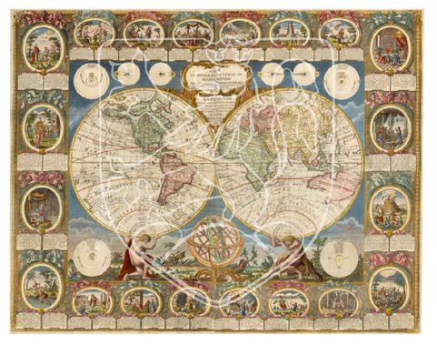 CARTE HISTORIQUE DU MONDE, PAPIER FAIT MAIN