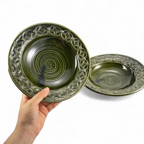 CERAMIC PLATE GREEN - MEDIEVAL, BOHEMIA