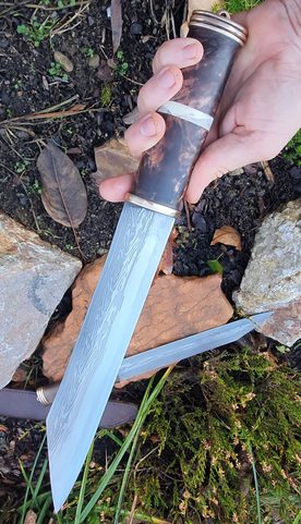 HALFDAN, VIKING SEAX, DAMASCUS STEEL KNIFE