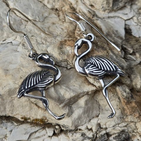 FLAMINGO , SILVER EARRINGS AG 925/1000