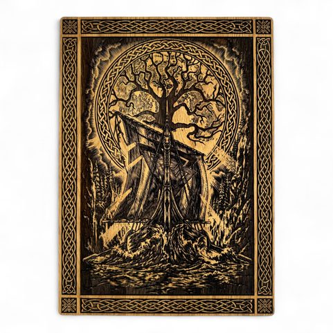 VIKING DRAKKAR, WALL DECORATION, WOOD 32X46CM