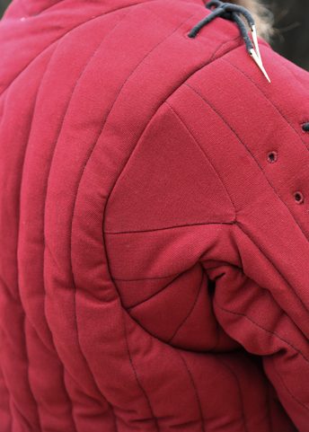 PADDED DOUBLET WITH ARMING POINTS, WINE RED - BLACK
