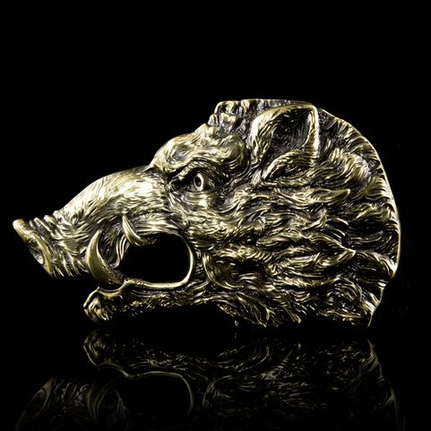 WILD BOAR, BELT BUCKLE, BRASS