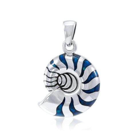 AMMONITES, SILVER PENDANT WITH PAUA SHELL