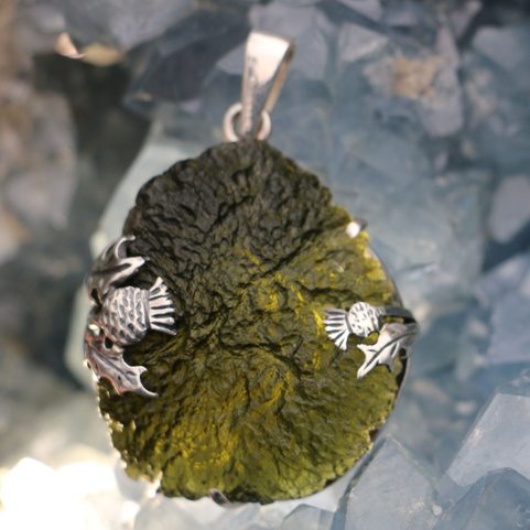 ALBA-DISTEL, SILBER-ANHÄNGER, MOLDAVIT, AG 925