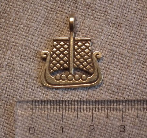 VIKING SHIP, BRONZE PENDANT
