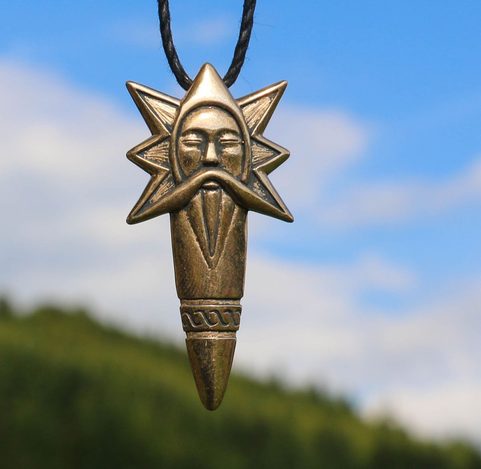 PERUN, SLAVIC THUNDER GOD, PENDANT, BRONZE
