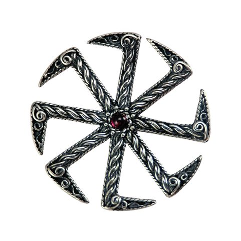 KOLOVRAT WITH GARNET, SILVER SLAVIC COLOVRAT PENDANT, AG 925