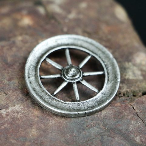 TARANIS WHEEL, CELTIC SUN, ZINC, ANTIQUE SILVER