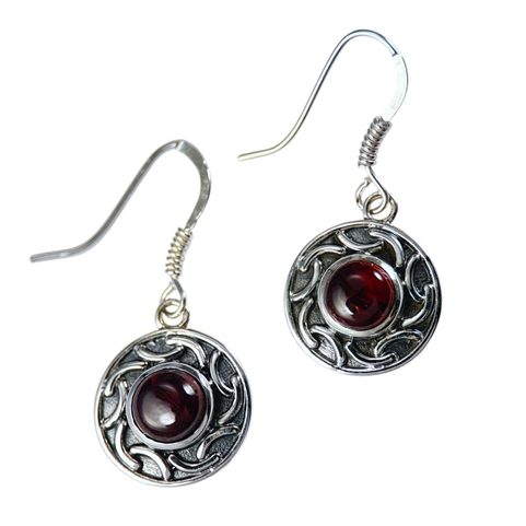 BRIGID, BOUCLES D'OREILLES EN ARGENT, GRENAT, AG 925/1000