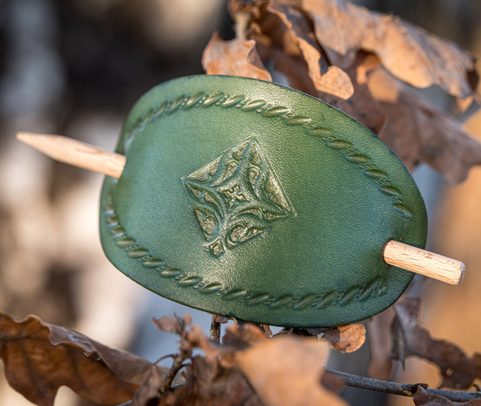 NAPOLI, LEATHER HAIR CLIP, GREEN