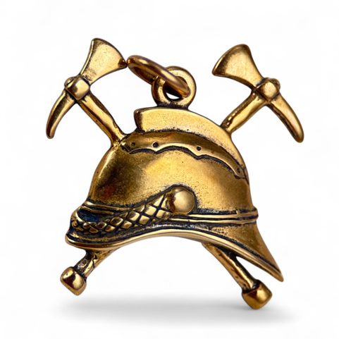 OLD FIRE HELMET - BRONZE PENDANT