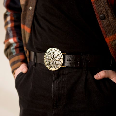 VEGVISIR, BELT BUCKLE, BRASS