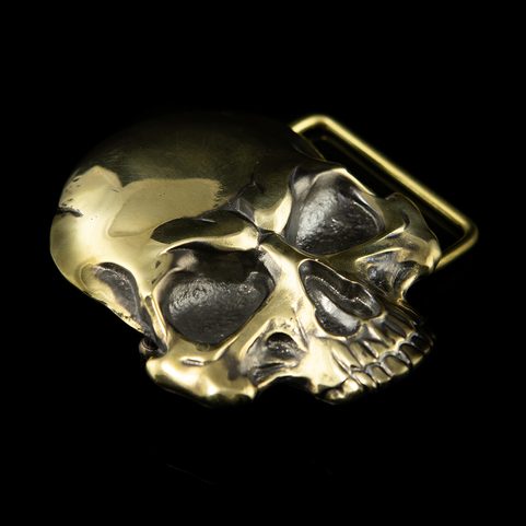 SKULL, BELT BUCKLE, BRASS