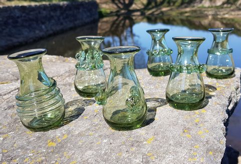 WHITE WOLF, SET OF 6 SHOT GLASSES, SMALL VASES