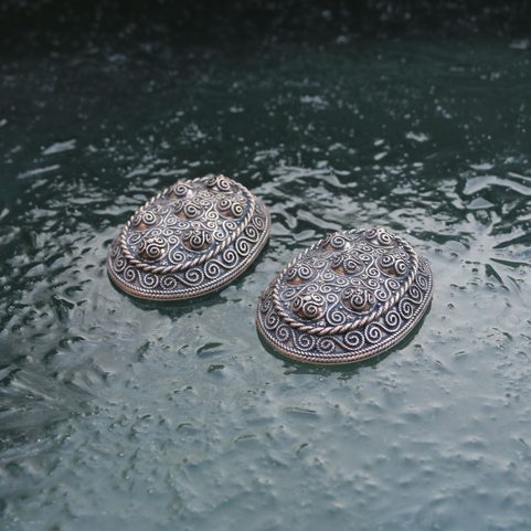 BROCHE DE TORTUE VIKING, HEDEBY, BRONZE- PAIRE