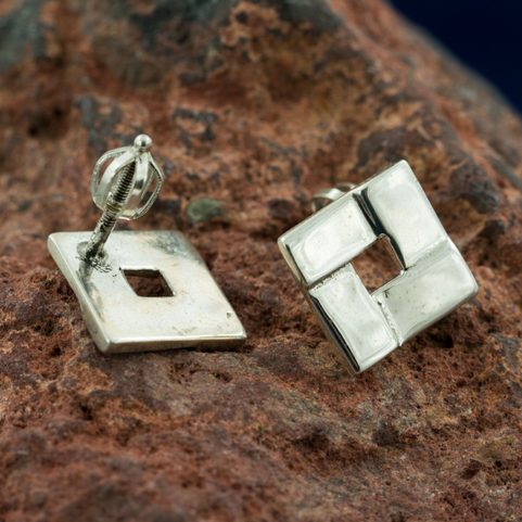 QUADRAT, ART NOUVEAU, SILVER EARRINGS