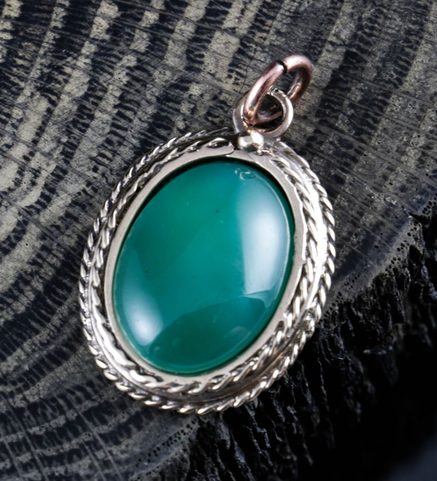 AGATE, VERT, BRONZE, PENDENTIF