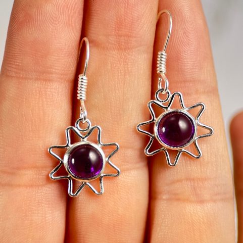 ASTRA, SILVER EARRINGS, AMETHYST, AG 925/1000