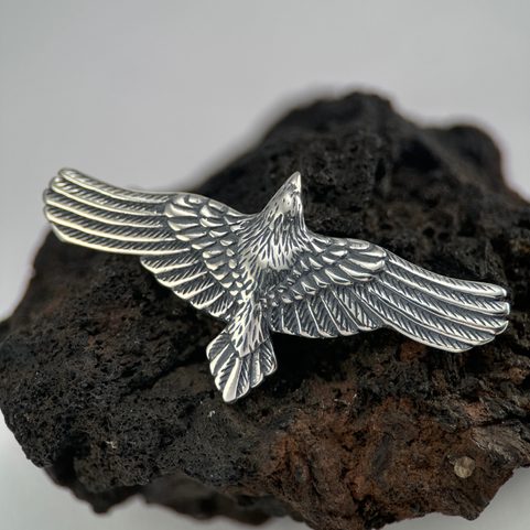 FLYING CROW - RAVEN PENDANT, STERLING SILVER