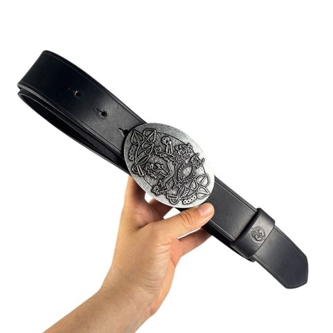 BOHEMIA, CZECH LION, LEATHER BELT, BLACK
