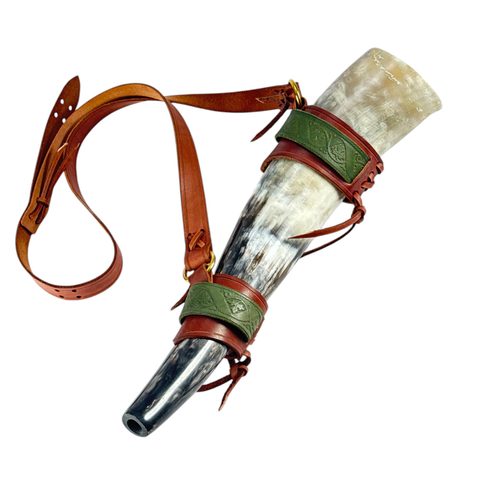 CAROLUS SIGNAL HORN WITH A LEATHER HOLDER