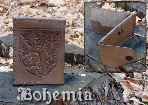 LEATHER WALLET, BOHEMIA, HAND CARVED