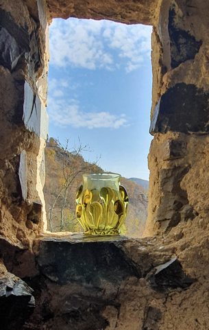 MEDIEVAL GOBLET - BOHEMIA, GREEN FOREST GLASS