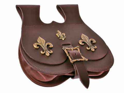 SACOCHE MÉDIÉVALE EN CUIR, FLEUR DE LIS