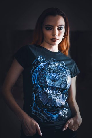CELTIC OWL, WOMEN'S T-SHIRT, COLOURED
